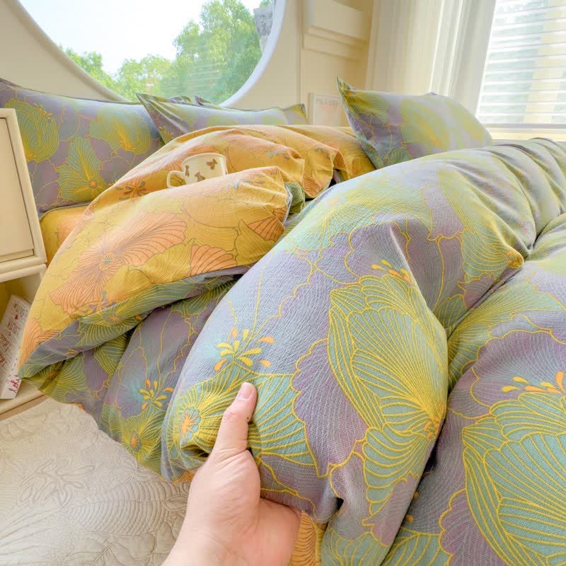 Ownkoti Abstract Floral Cotton Double Gauze Bedding(4PCS) - image 1