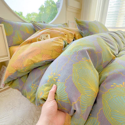 Ownkoti Abstract Floral Cotton Double Gauze Bedding(4PCS) - image 1
