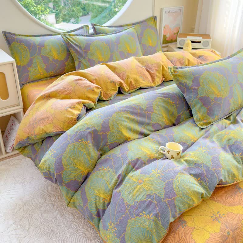 Ownkoti Abstract Floral Cotton Double Gauze Bedding(4PCS) - King - image 0