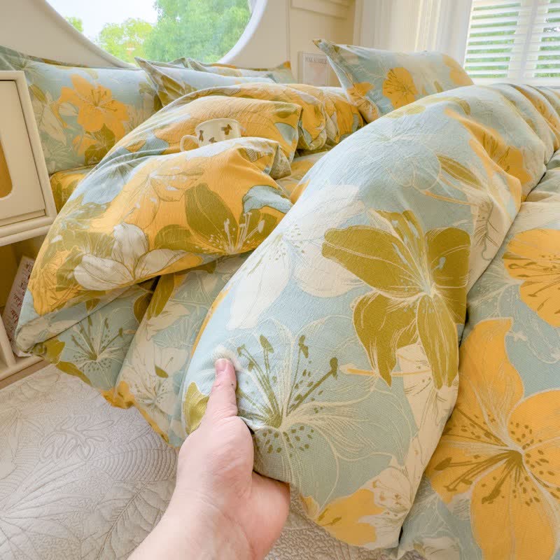 Ownkoti Lily Floral Cotton Double Gauze Bedding(4PCS) - image 1