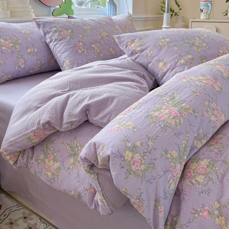 Ownkoti Dusty Purple Rose Cotton Gauze Bedding(4PCS) - image 3