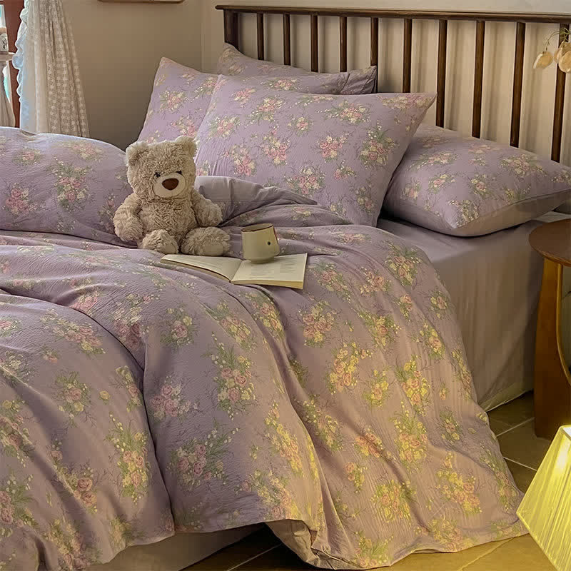 Ownkoti Dusty Purple Rose Cotton Gauze Bedding(4PCS) - image 1