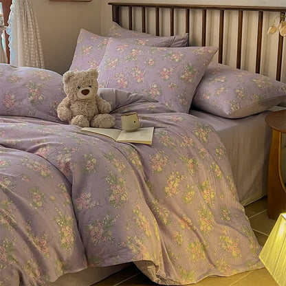 Ownkoti Dusty Purple Rose Cotton Gauze Bedding(4PCS) - image 1