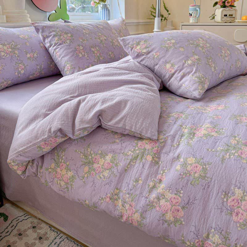 Ownkoti Dusty Purple Rose Cotton Gauze Bedding(4PCS) - image 2