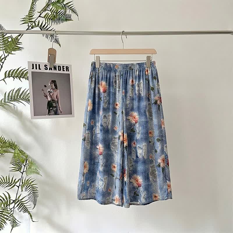 Ownkoti Pastoral Floral  Relaxed-Fit Cropped Sleep Pants - image 1