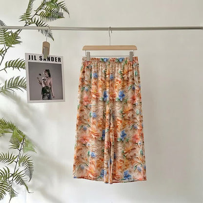 Ownkoti Vintage Botanical Print Cropped Pajama Pants - image 1