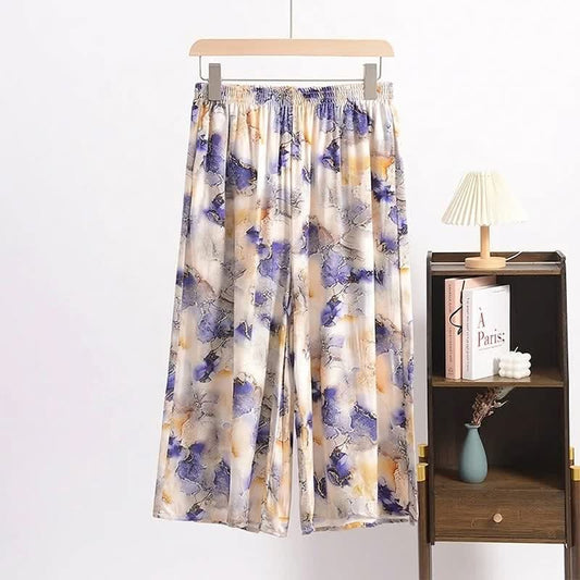 Ownkoti Artistic Print Cropped Lounge Pants - Beige - 6XL - image 0