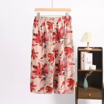Ownkoti Red Floral Cropped Sleep Pants - image 2