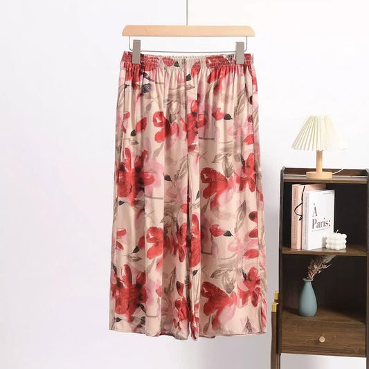 Ownkoti Red Floral Cropped Sleep Pants - Red - 6XL - image 0