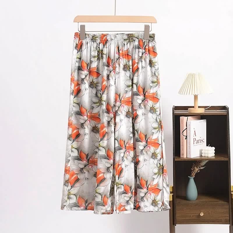 Ownkoti Vintage Floral Cropped Lounge Pants - Gray - 6XL - image 0
