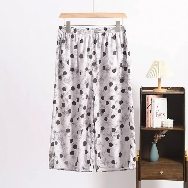 Ownkoti Polka Dot Cropped Pajama Pants - Gray - 6XL - image 0