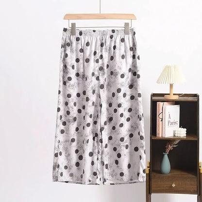 Ownkoti Polka Dot Cropped Pajama Pants - Gray - 6XL - image 0