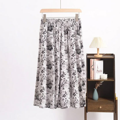 Ownkoti Vintage Black Floral Cropped Sleep Pants - White - 6XL - image 0