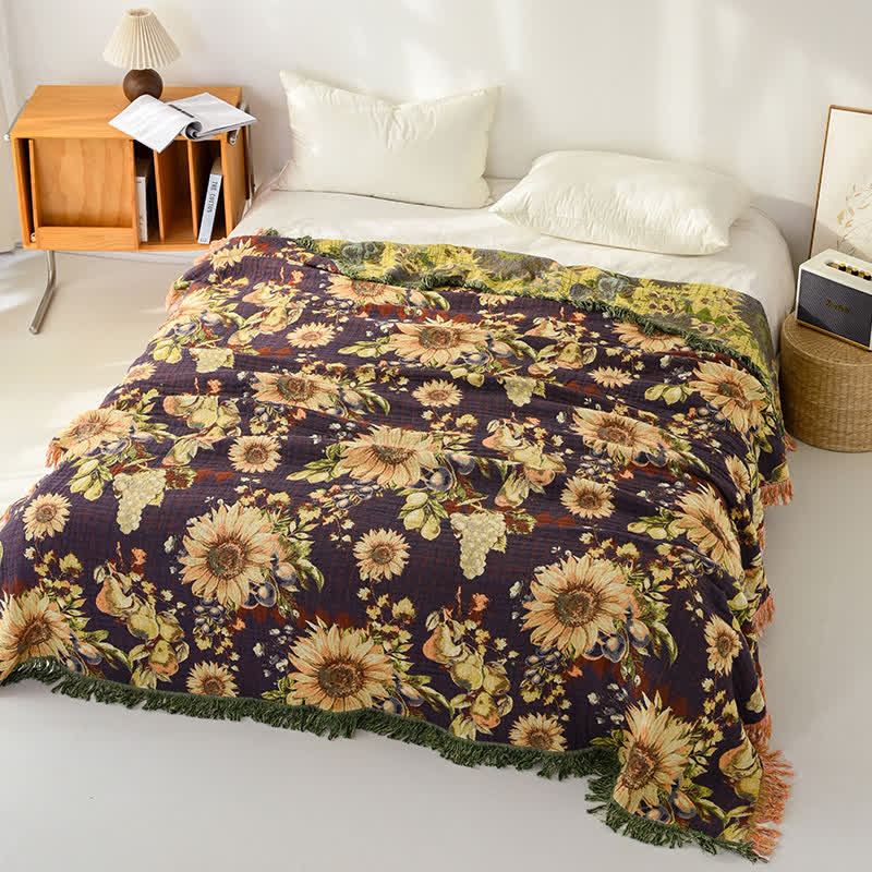 Ownkoti Vintage Sunflower 4-Layer Muslin Blanket Quilt - King - image 0