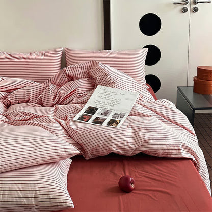 Ownkoti Washed Cotton French Blue Stripe Bedding Set - image 4