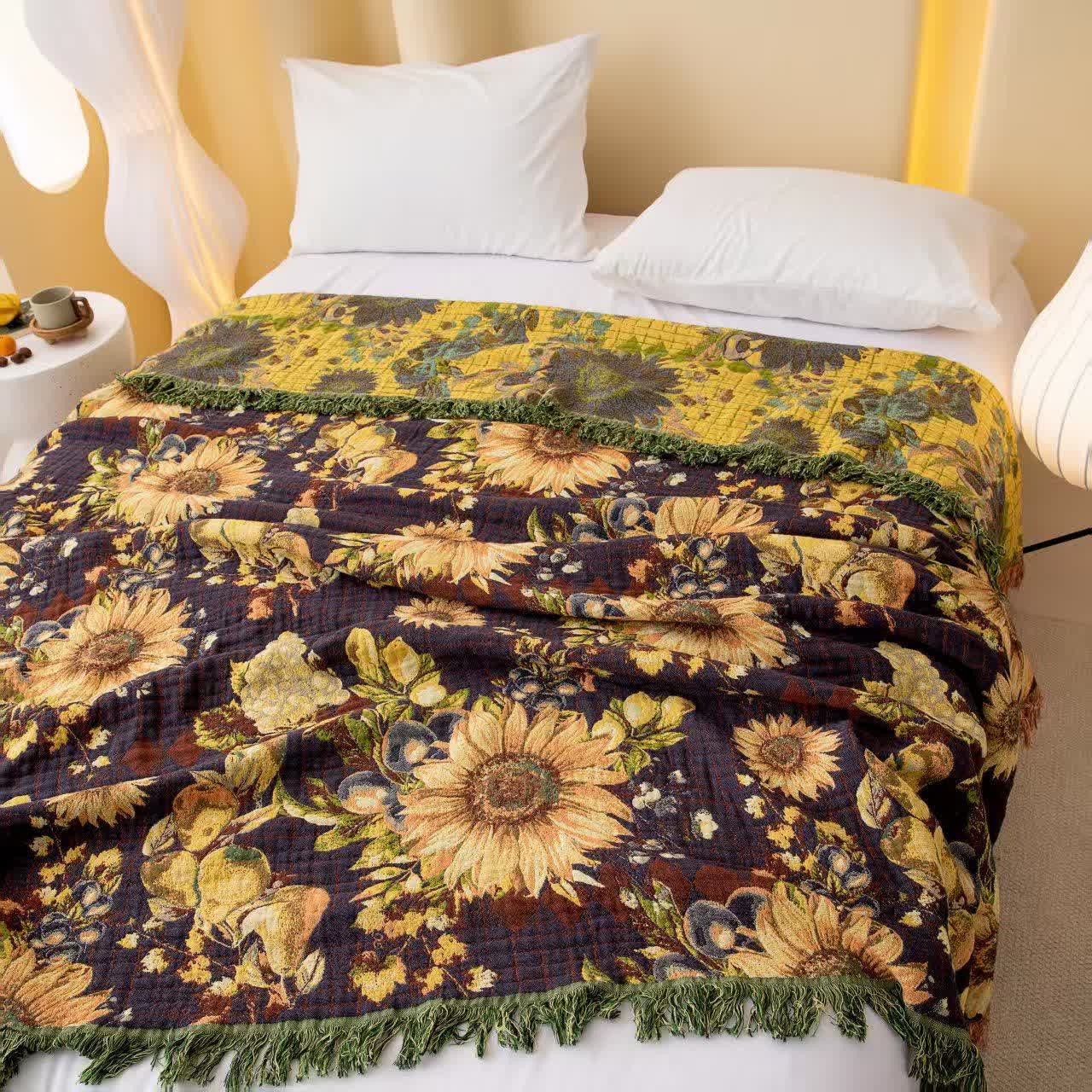 Ownkoti Vintage Sunflower 4-Layer Muslin Blanket Quilt - image 1