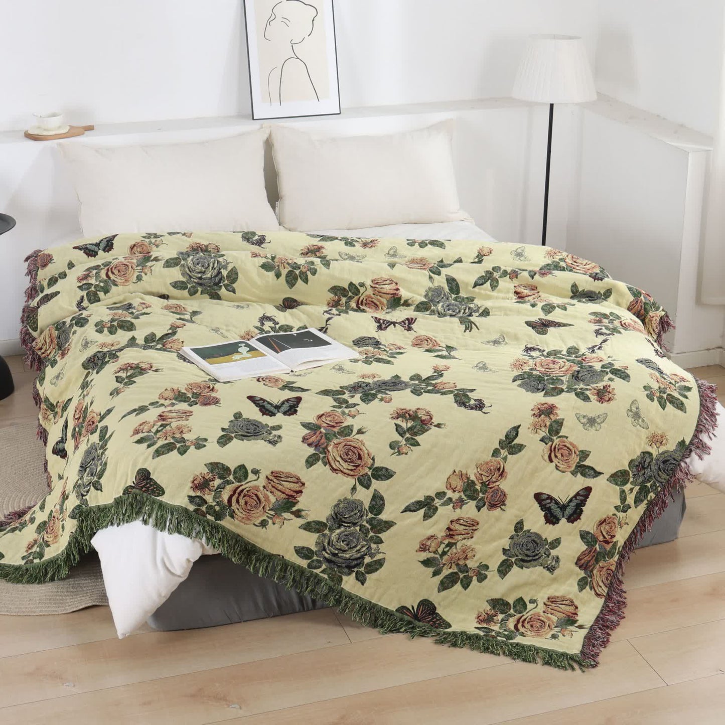 Ownkoti Romantic Rose Cotton Gauze Bedspread Quilt - image 1