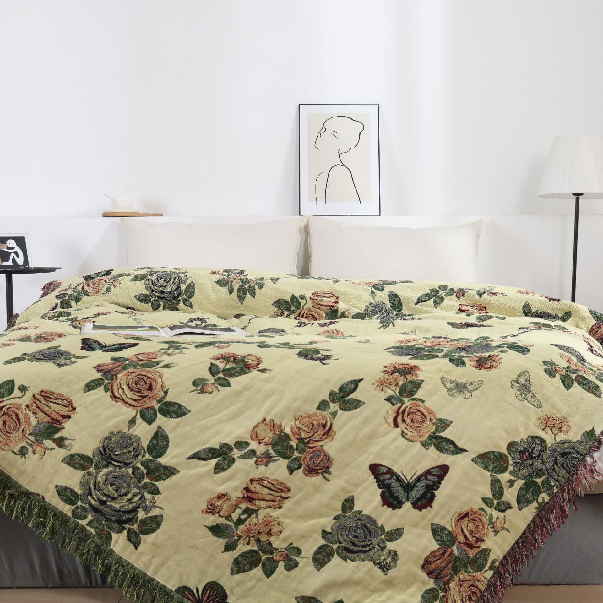 Ownkoti Romantic Rose Cotton Gauze Bedspread Quilt - image 2