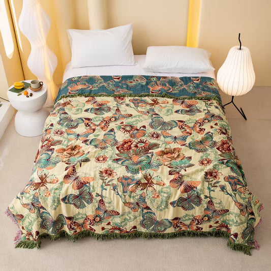 Ownkoti Enchanted Butterfly & Floral Muslin Bedspread Quilt - Queen - image 0
