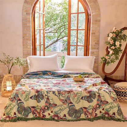 Ownkoti Enchanted Butterfly & Floral Muslin Bedspread Quilt - image 1