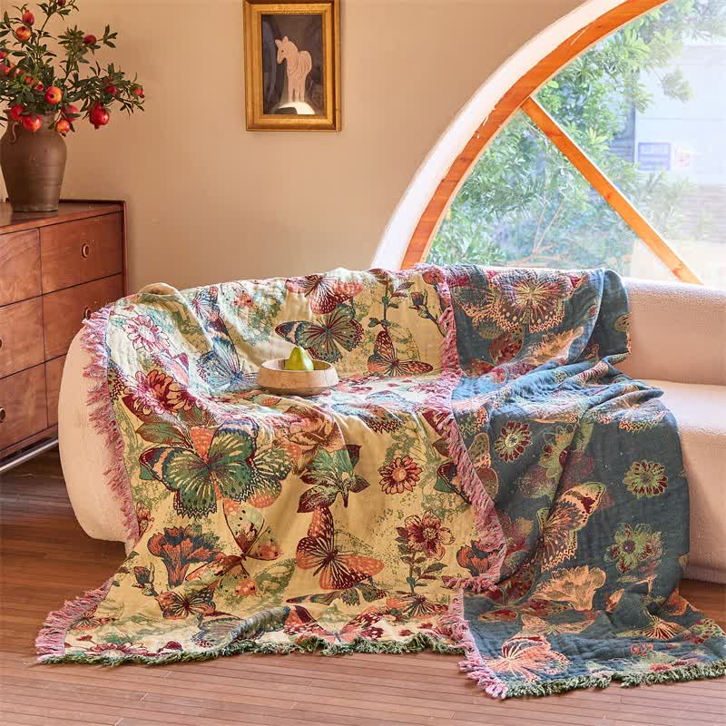 Ownkoti Enchanted Butterfly & Floral Muslin Bedspread Quilt - image 3