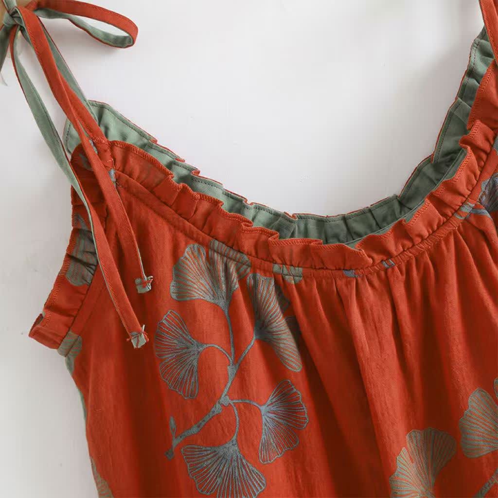 Ownkoti Ginkgo Leaf Cami Ruffled Pajama Set - image 12