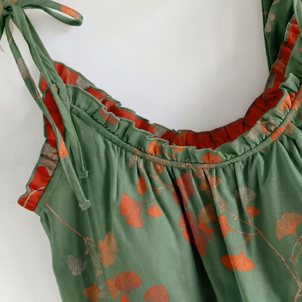 Ownkoti Ginkgo Leaf Cami Ruffled Pajama Set - image 9