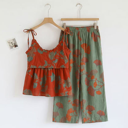 Ownkoti Ginkgo Leaf Cami Ruffled Pajama Set - image 9