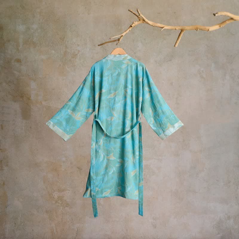 Ownkoti Natural Leaf Cotton Gauze Kimono Robe - image 2