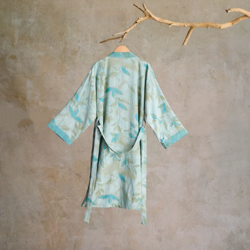Ownkoti Natural Leaf Cotton Gauze Kimono Robe - image 8