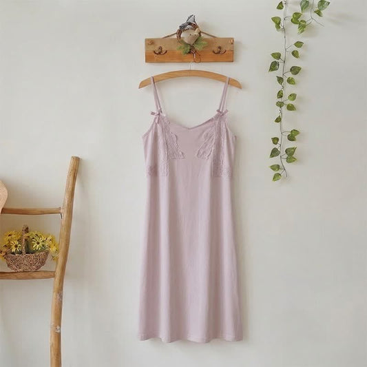 Ownkoti Cotton Lace Cami Slip Night Dress - Purple - XL - image 0