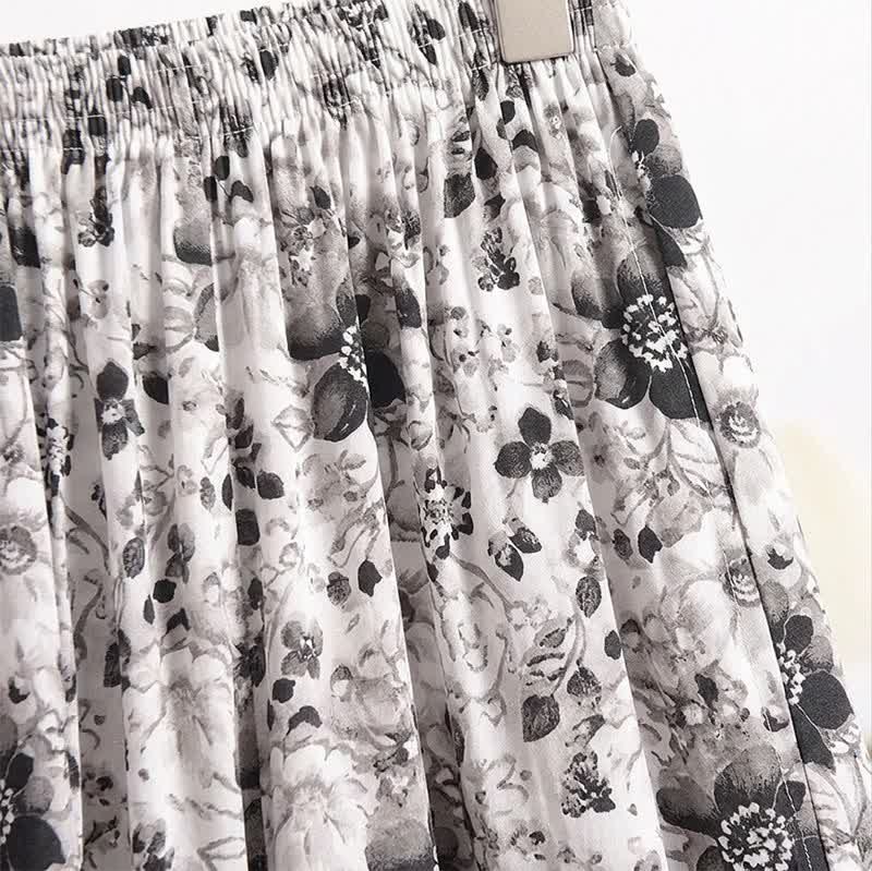 Ownkoti Vintage Black Floral Cropped Sleep Pants - image 4