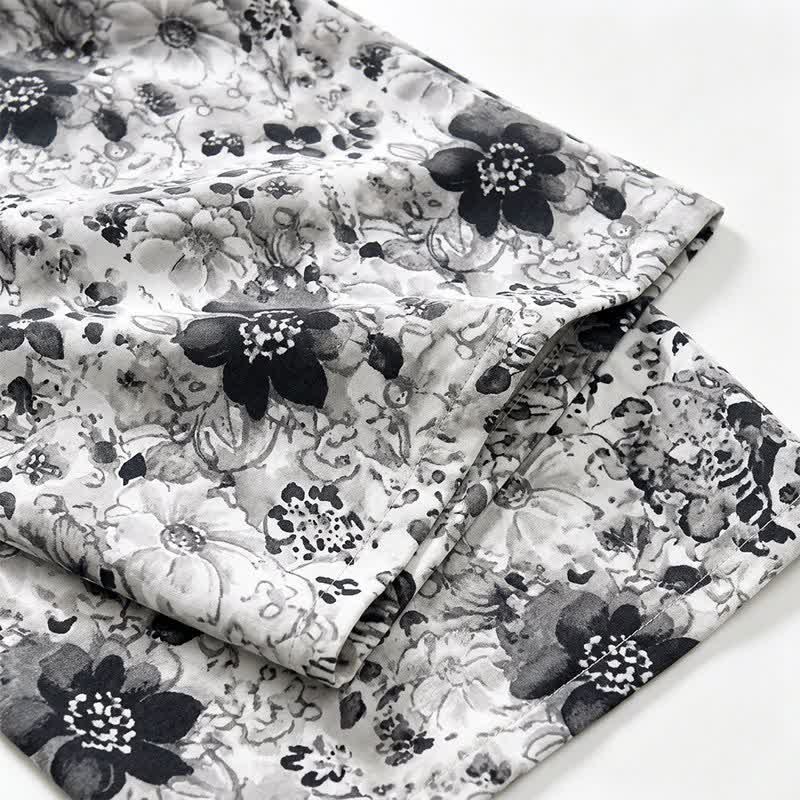 Ownkoti Vintage Black Floral Cropped Sleep Pants - image 5