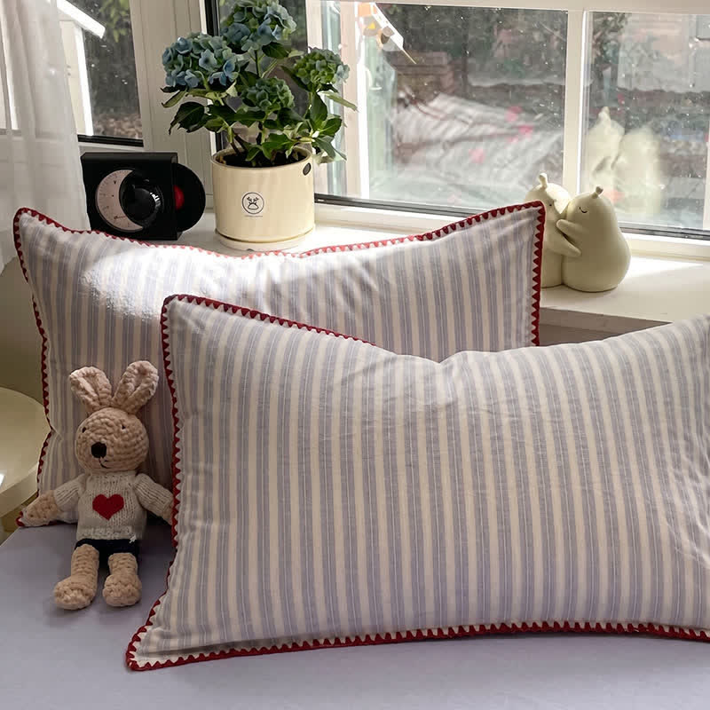 Ownkoti Blue Stripe Knitted Cotton Bedding Set - image 3