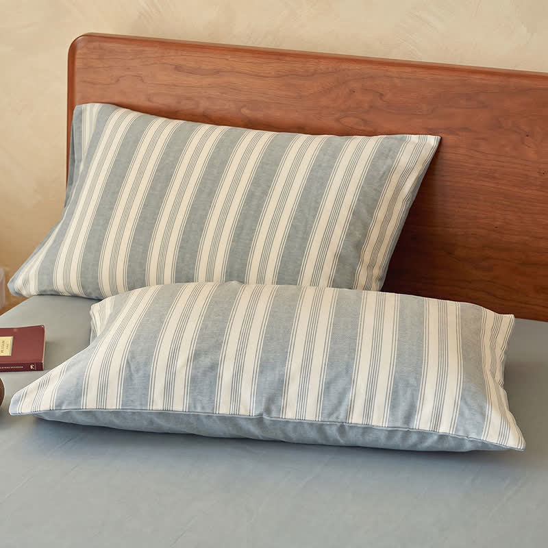 Ownkoti Light Blue Striped Double Gauze Bedding Set - image 2