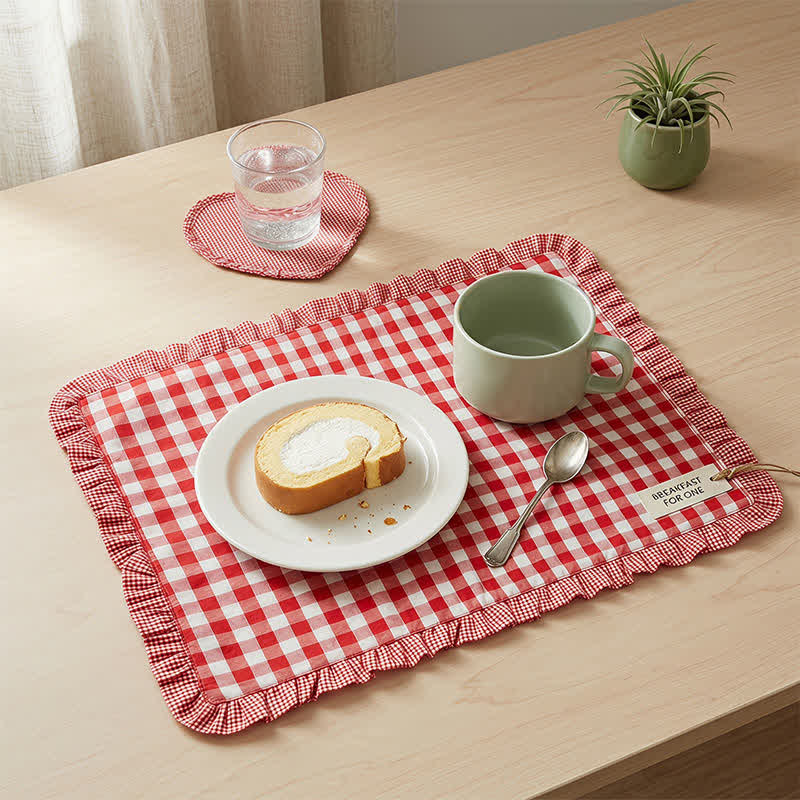 Ownkoti Soft Minimalist Striped Cotton Placemat - Red - 18″ × 13″ - image 0