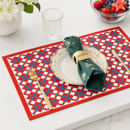 Ownkoti Festive Modern Red & Blue Plaid Table Placemat - image 4