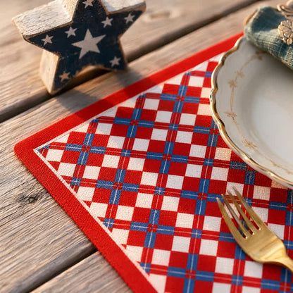 Ownkoti Festive Modern Red & Blue Plaid Table Placemat - image 1