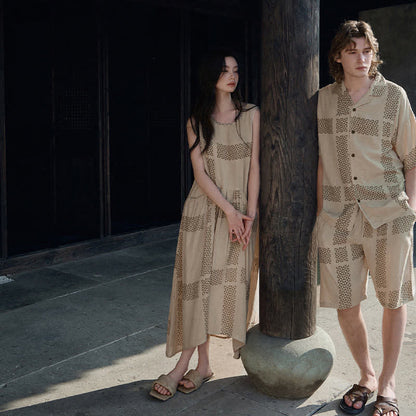 Ownkoti His & Hers Geometric Grid Loungewear Set - image 2