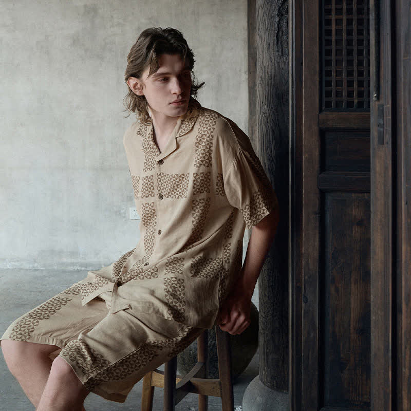 Ownkoti His & Hers Geometric Grid Loungewear Set - Men - 2XL - image 8