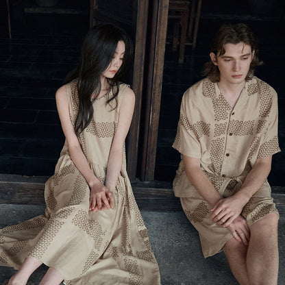 Ownkoti His & Hers Geometric Grid Loungewear Set - image 3