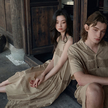 Ownkoti His & Hers Geometric Grid Loungewear Set - image 5