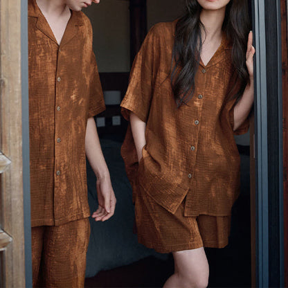 Ownkoti Rust Brown Matching Couple Cotton Pajamas - image 6