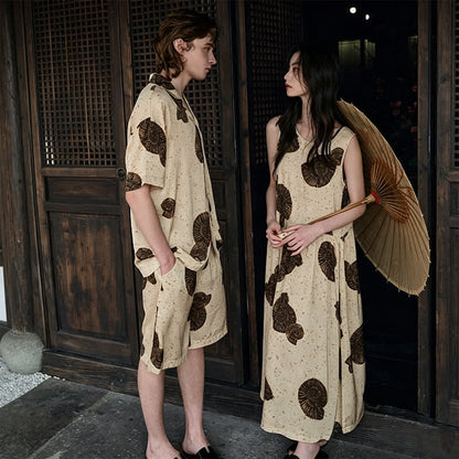 Ownkoti Matching Couple Shell Print Sleepwear Set - image 1