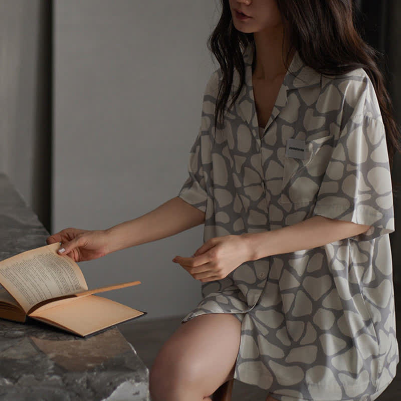 Ownkoti Matching Couple Irregular Stone Print Pajamas - image 8
