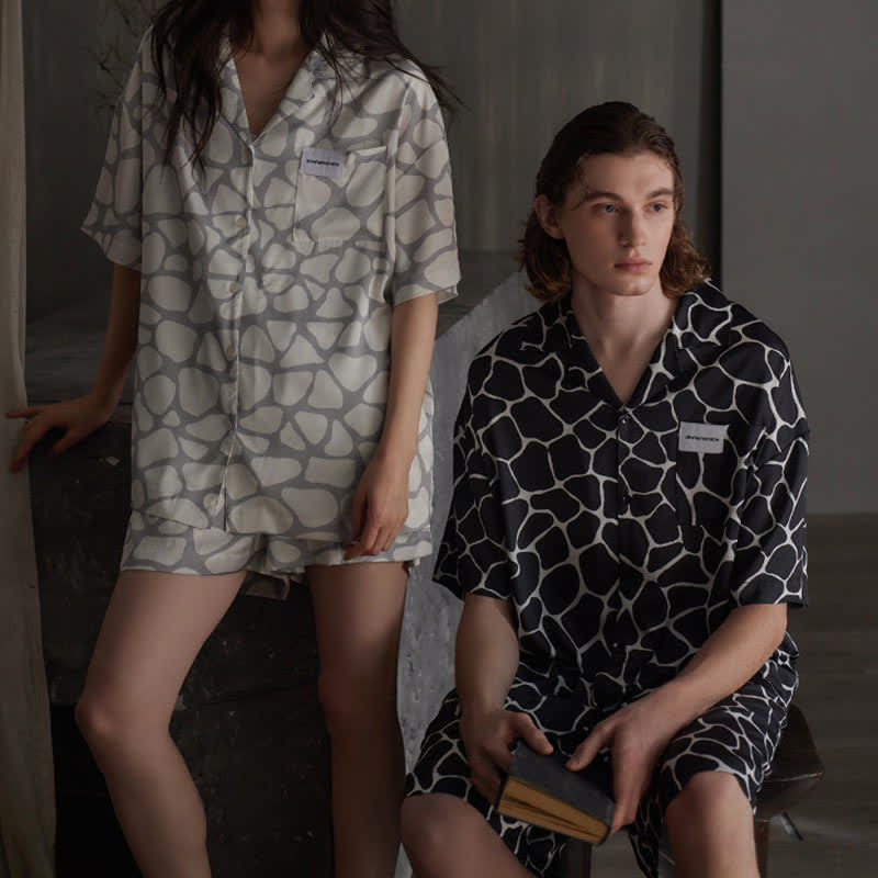 Ownkoti Matching Couple Irregular Stone Print Pajamas - image 4