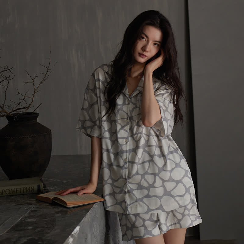 Ownkoti Matching Couple Irregular Stone Print Pajamas - image 7