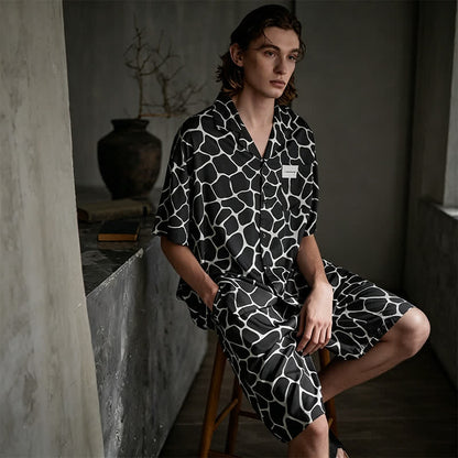 Ownkoti Matching Couple Irregular Stone Print Pajamas - Men - 2XL - image 9