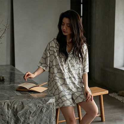Ownkoti Matching Couple Irregular Stone Print Pajamas - Women - XL - image 6