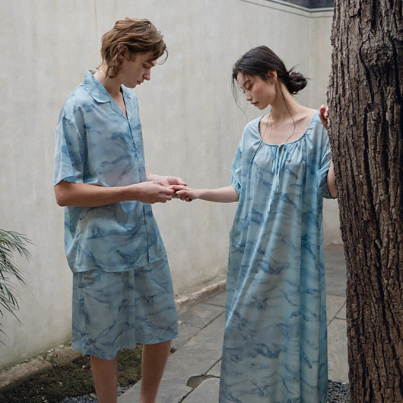 Ownkoti Blue Watercolor His & Hers Loungewear Set - image 3